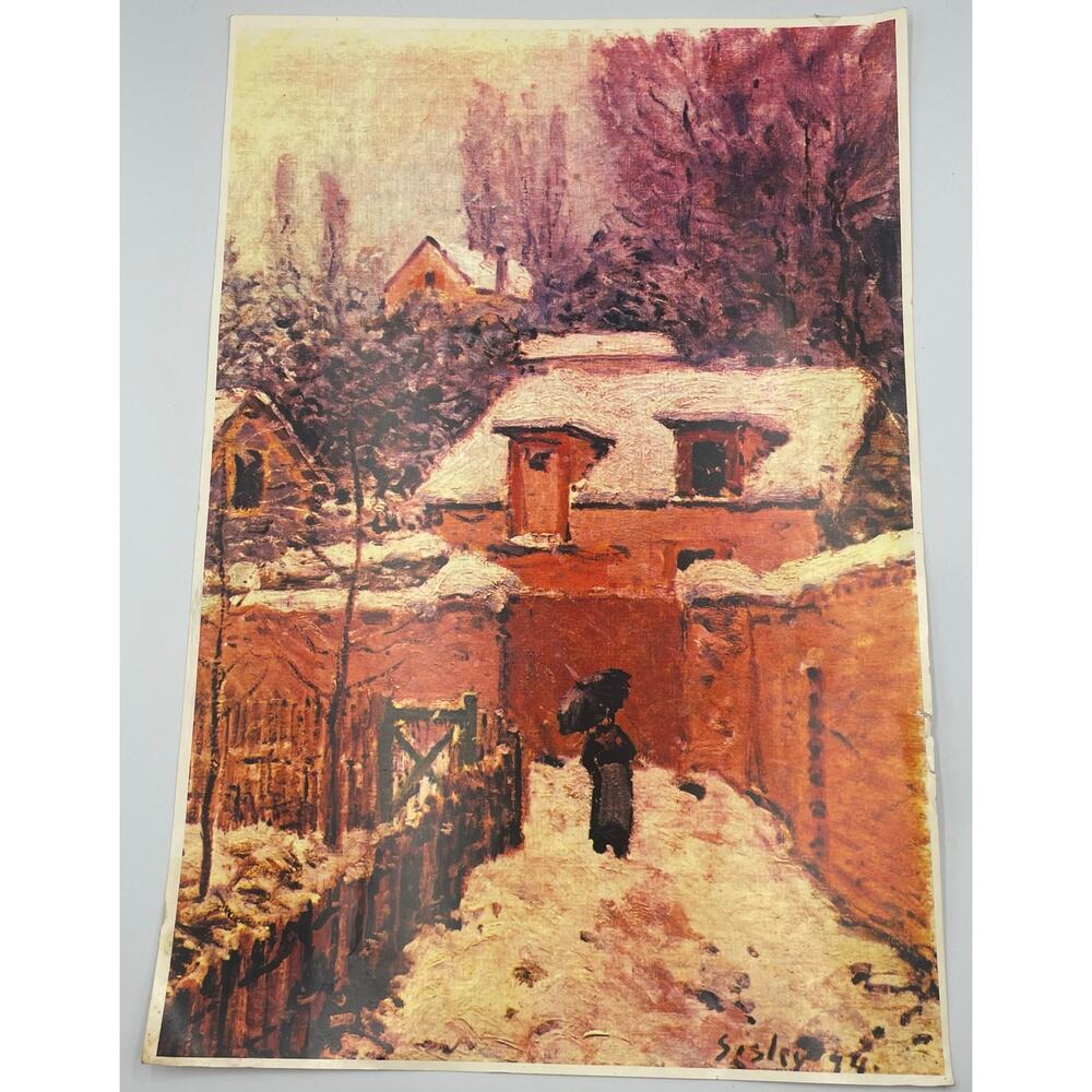 Alfred Sisley Garden in Louveciennes in the Snow Vintage Print 19" x 13" - Picture 1 of 12